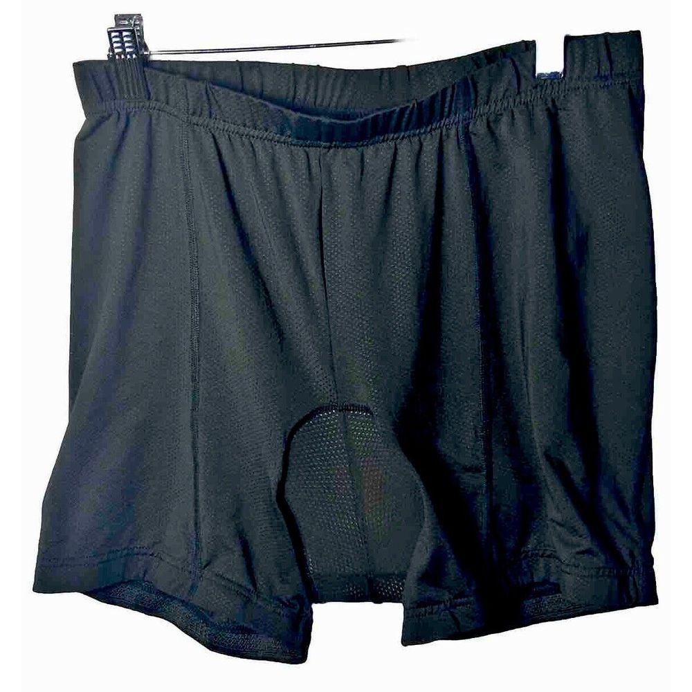 SPORTNEER BLACK Bicycle Shorts Size Larg Nylon/Spandex W/ RED Inner Contour Pad,